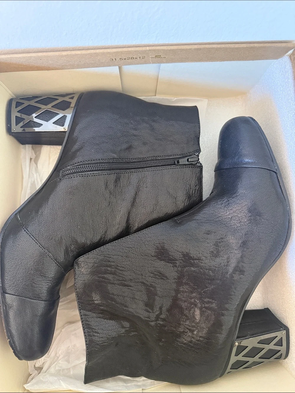 Nina Originals Black Glazed Vignette Ankle Boots